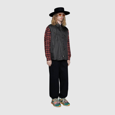 GUCCI GG nylon shirt with check sleeves outlook