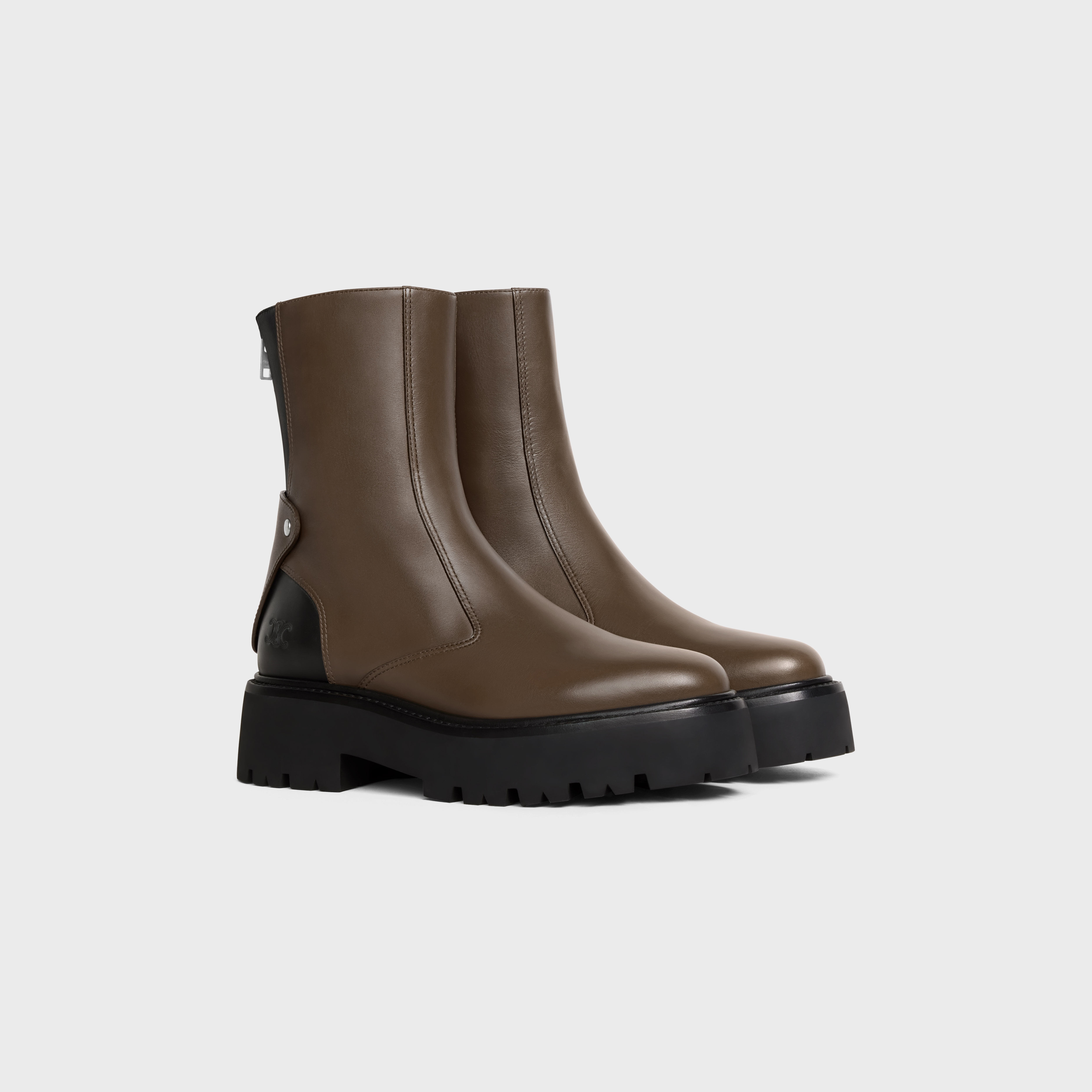 CELINE BULKY BOOTS WITH BACK ZIP AND TRIOMPHE in Calfskin - 2