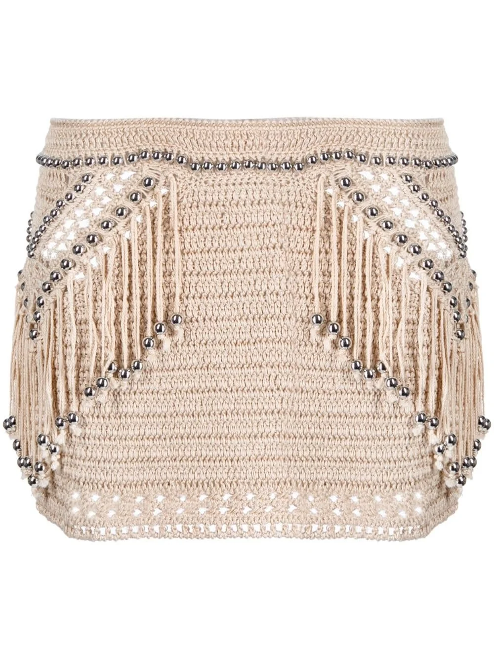 embellished fringed crochet miniskirt - 1