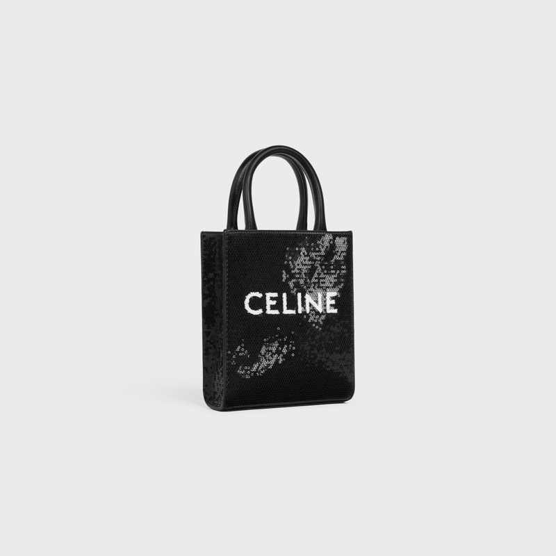 CELINE Mini Vertical Cabas in sequins with CELINE outlook