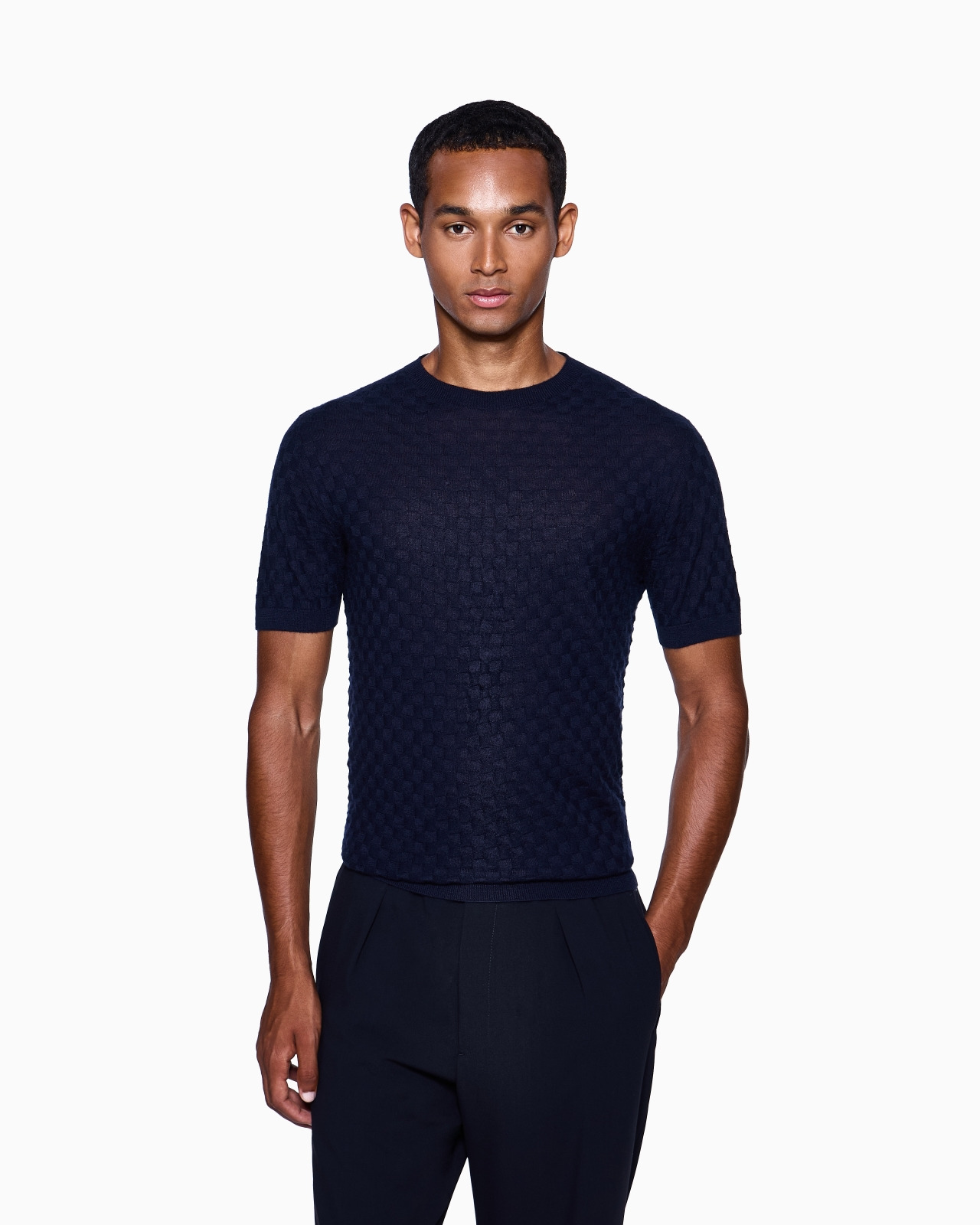 SHORT-SLEEVED CREW-NECK JUMPER IN CASHMERE AND SILK - 4