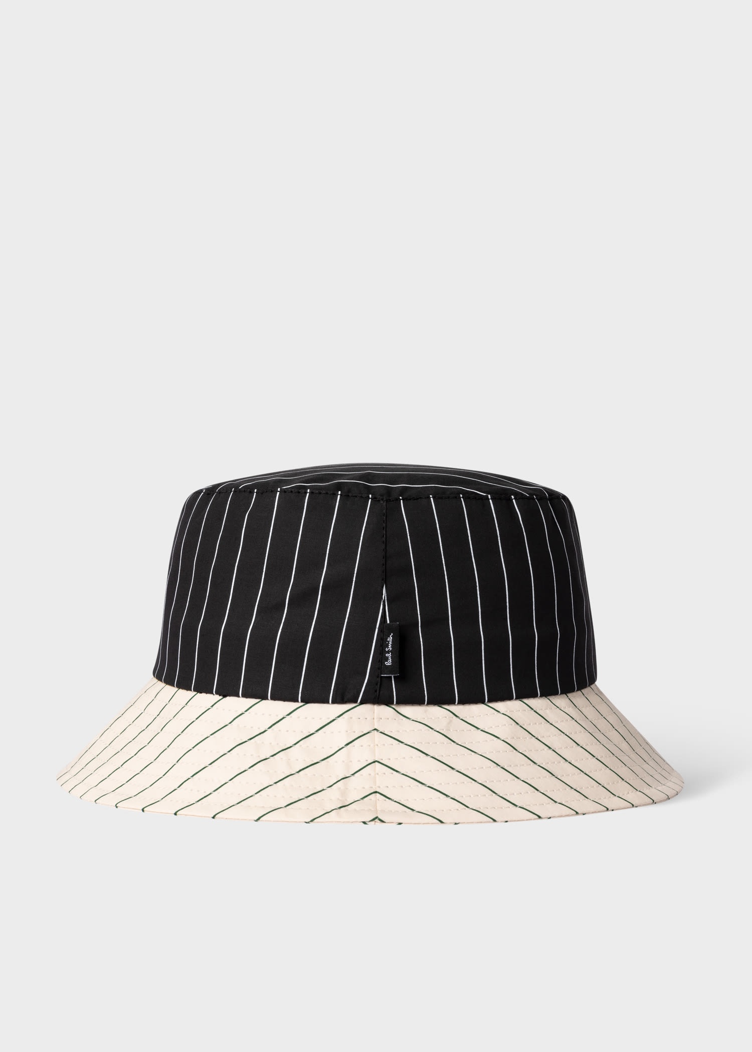 Black and Cream Stripe Bucket Hat - 1