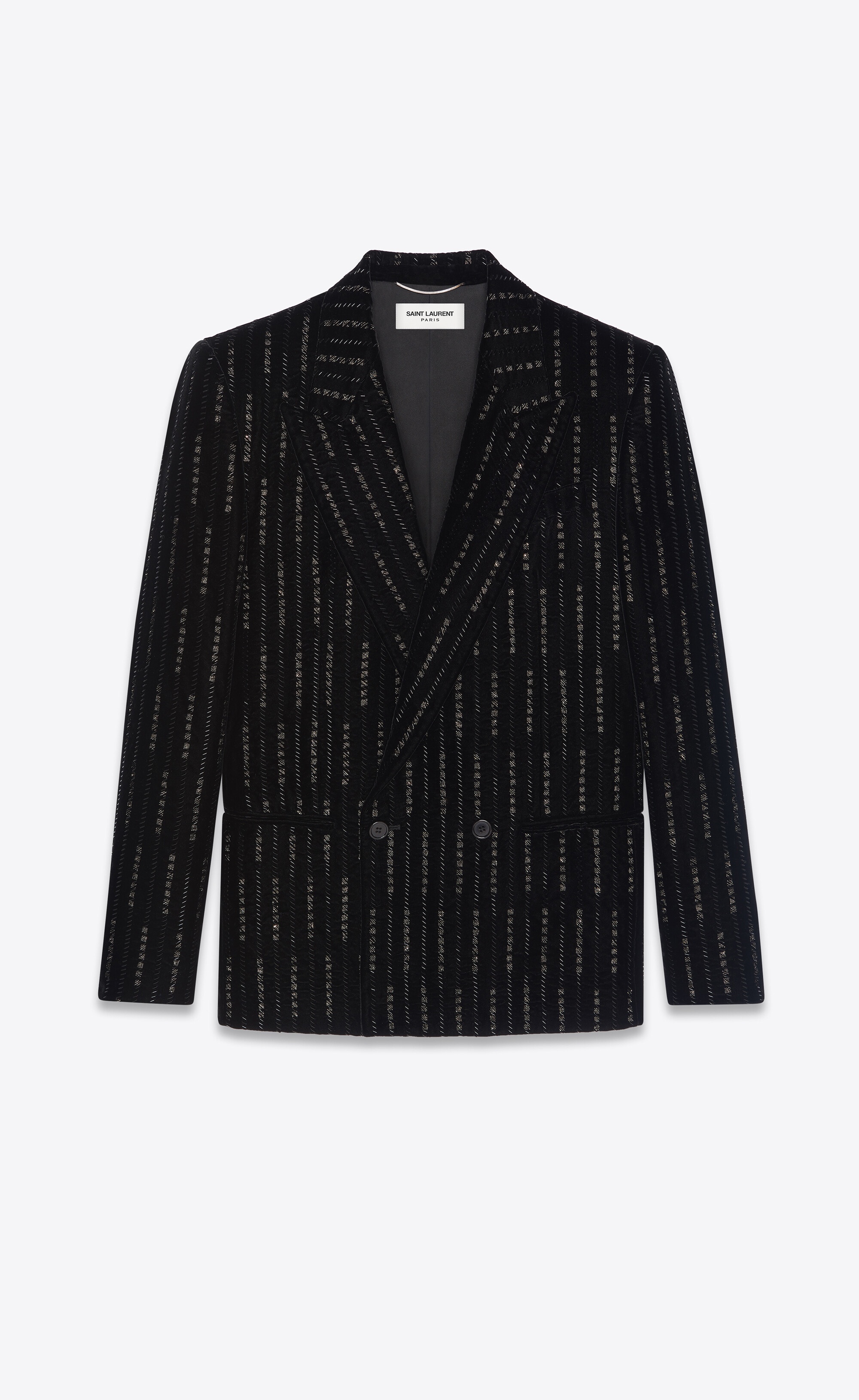 double-breasted jacket in embroidered velvet - 1