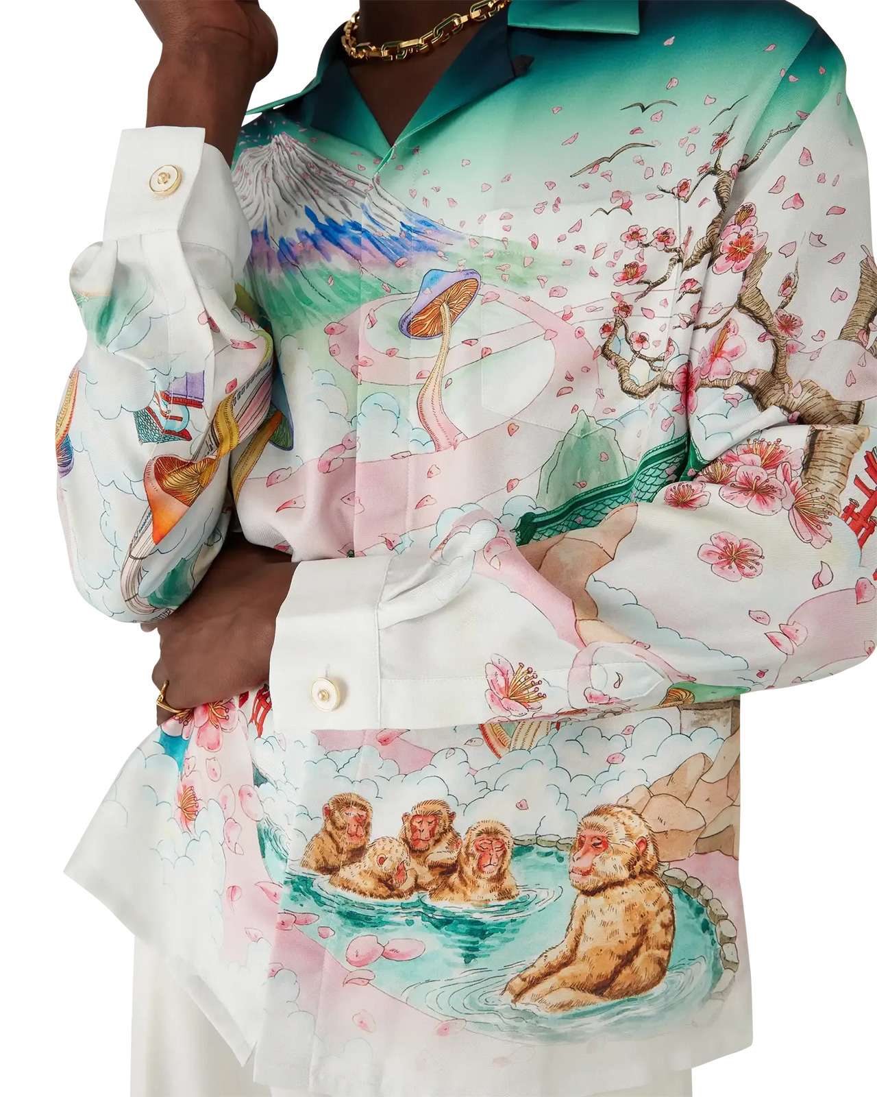 Flowers Long Sleeve Silk Twill Shirt | Casablanca Paris - 3