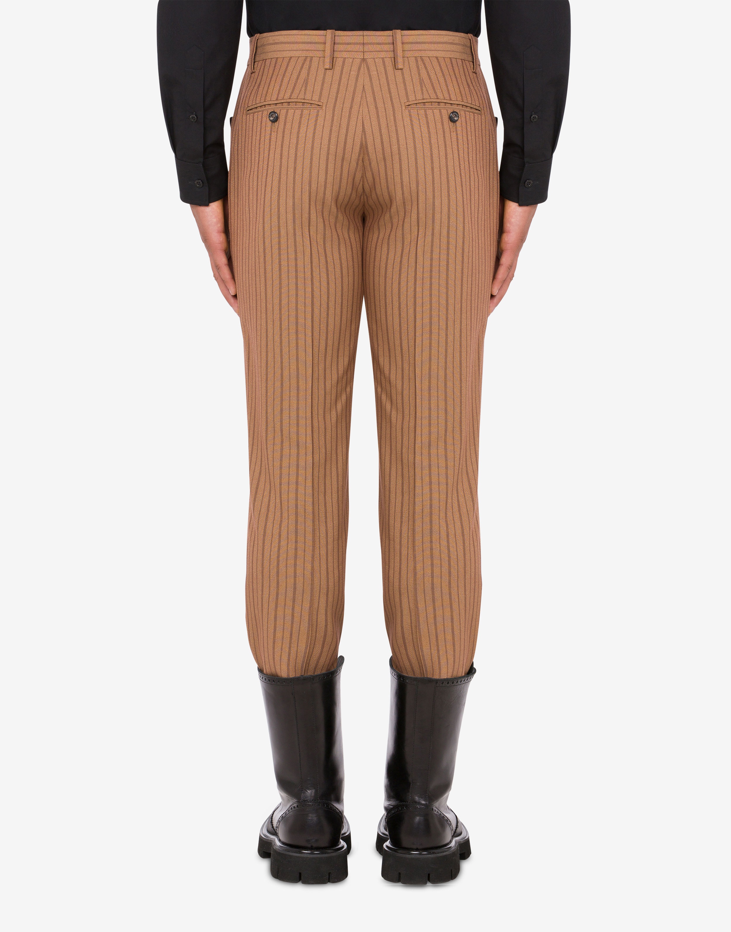 VISCOSE AND WOOL PINSTRIPE TROUSERS - 3