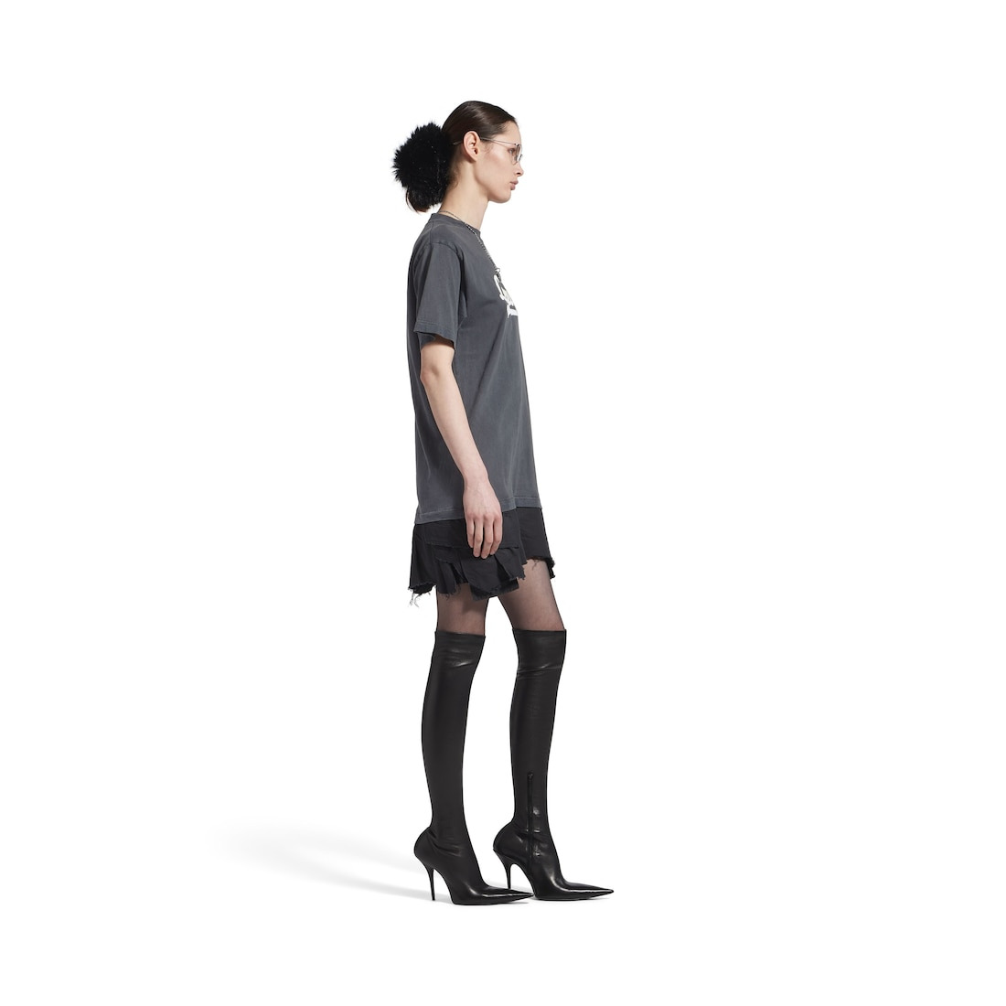 Women's Luxury Script Hybrid T-shirt Cargo Dress in Black - 3