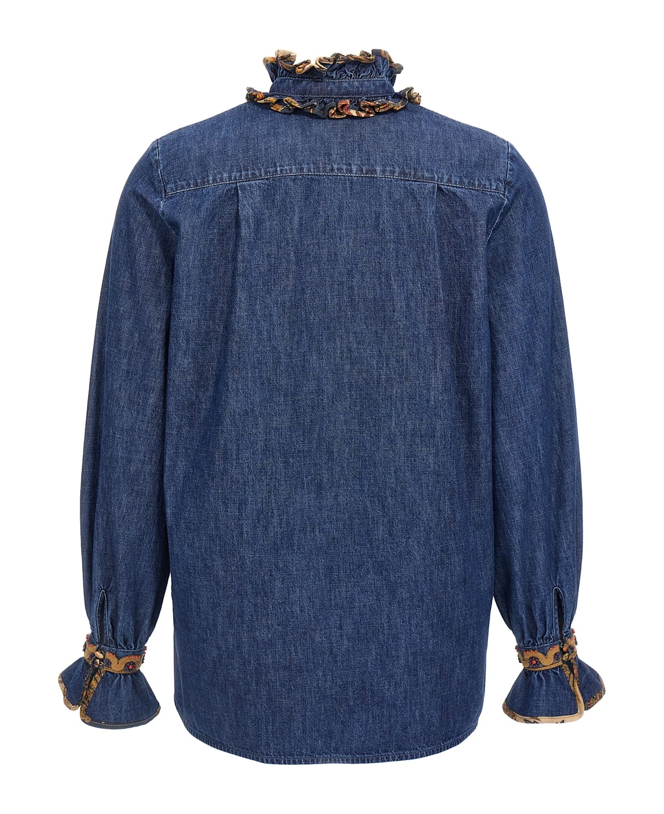 Valentino Garavani Chambray Denim Embroidered Top - 2