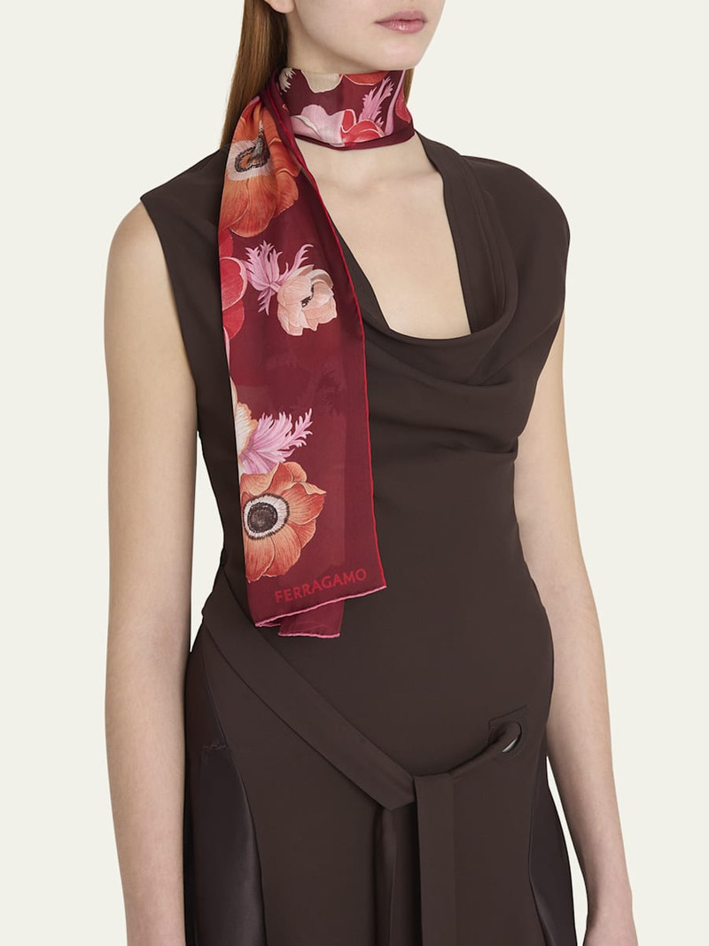 FERRAGAMO Floral-Print Silk Scarf outlook