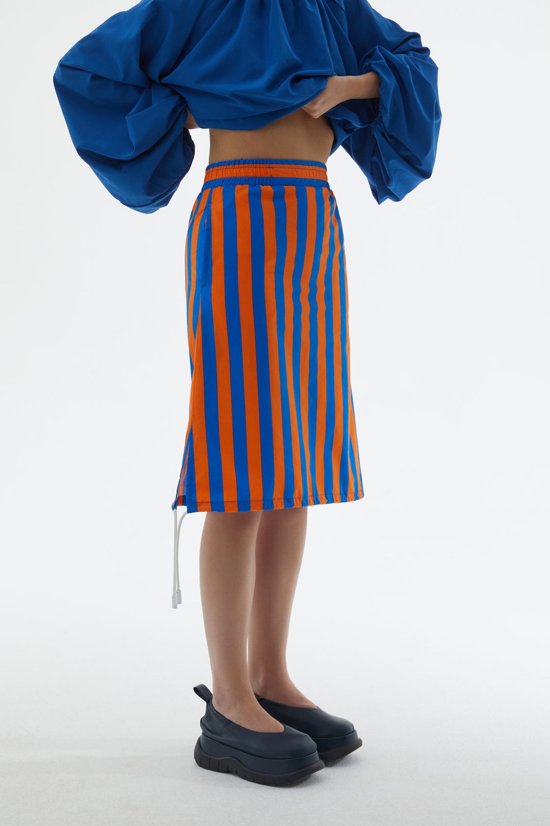 ELASTIC SKIRT WITH ORANGE & BLUE STRIPES - 3