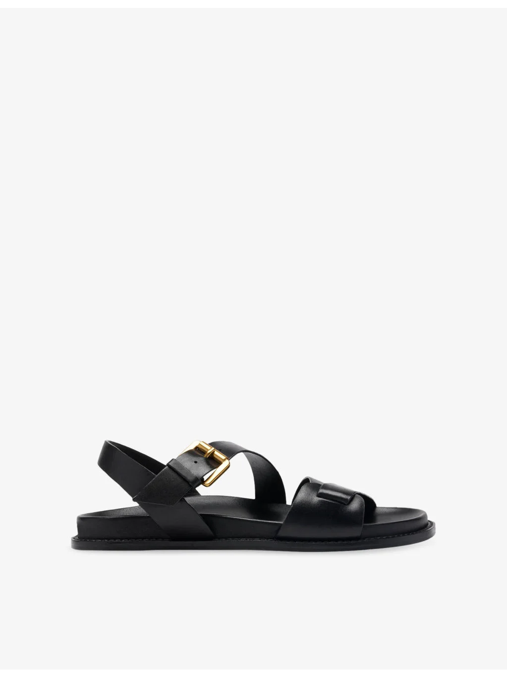 Asymmetric Buckle Leather Sandals - 1