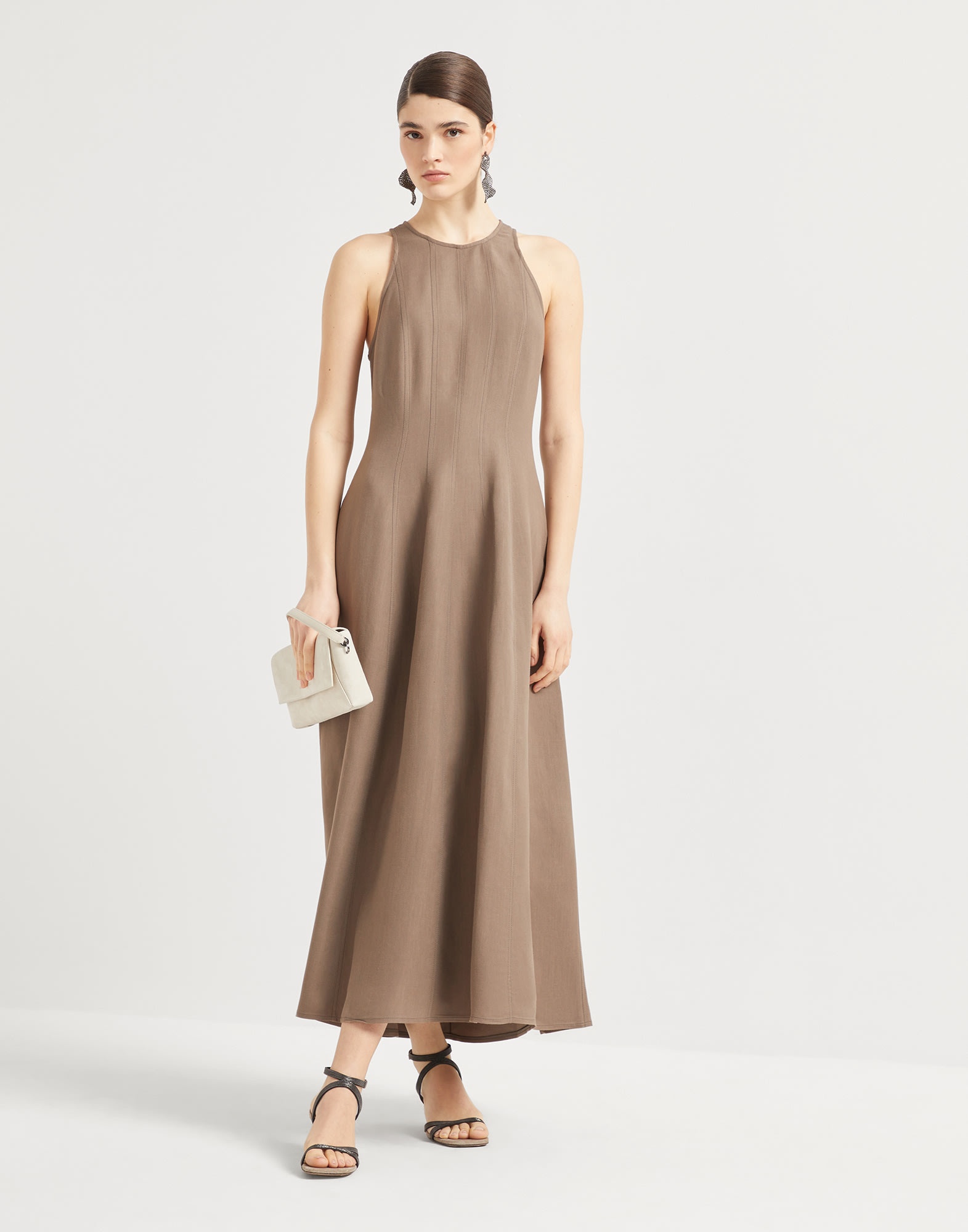 Viscose and linen fluid twill dress - 5