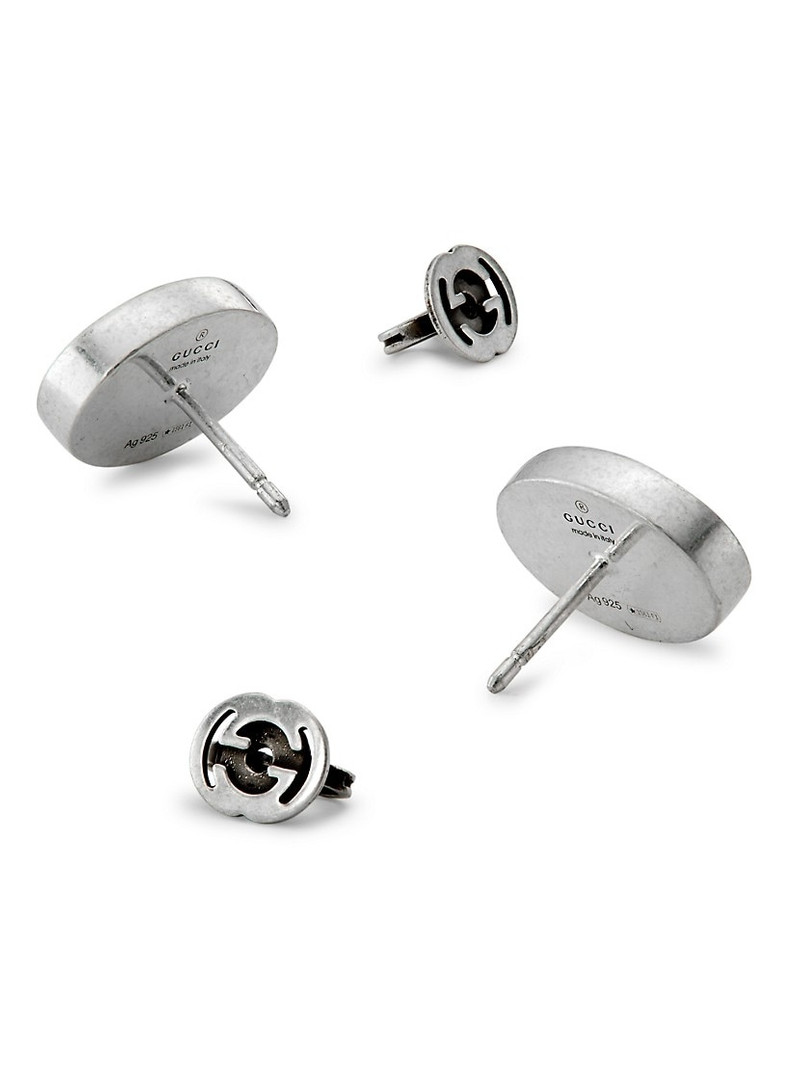 Interlocking G Sterling Silver & Enamel Stud Earrings 3