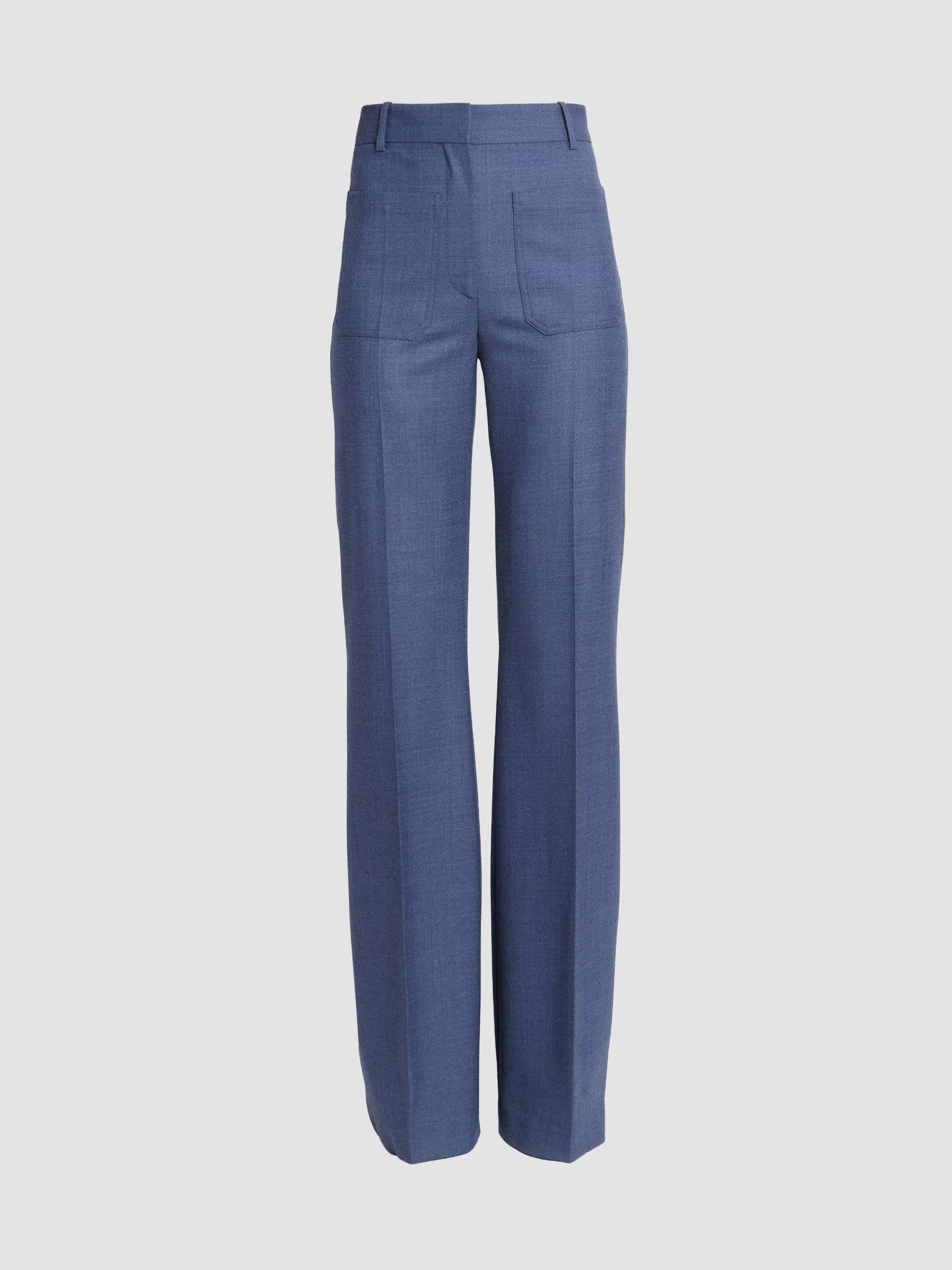 Women's Alina Wool-Blend Straight-Leg Trousers - Dusk Blue Melange - 1