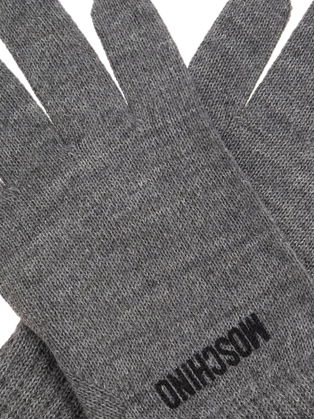 logo-embroidered ribbed gloves - 3