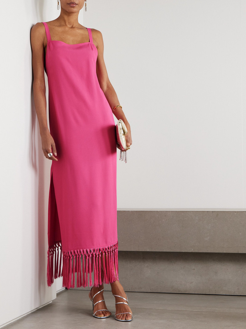 Taller Marmo Palermo Fringed Crepe Midi Dress outlook