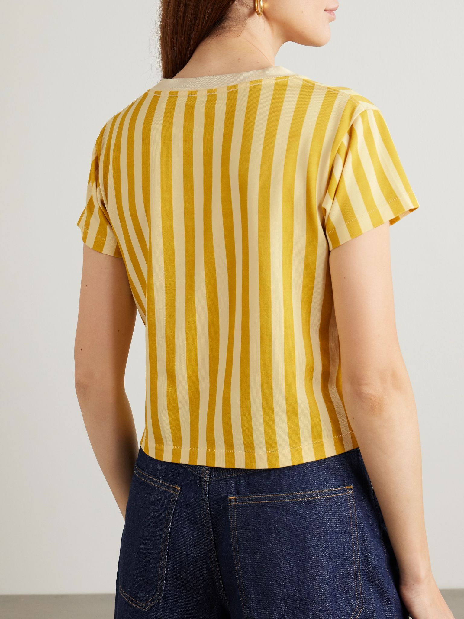 Medalist embroidered striped jersey T-shirt Yellow - 4