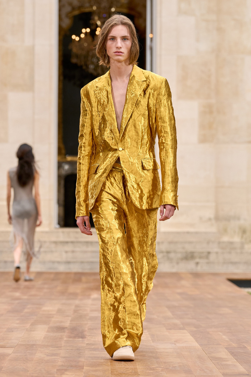 GABRIELA HEARST Mick Blazer in Gold Metallic Silk outlook
