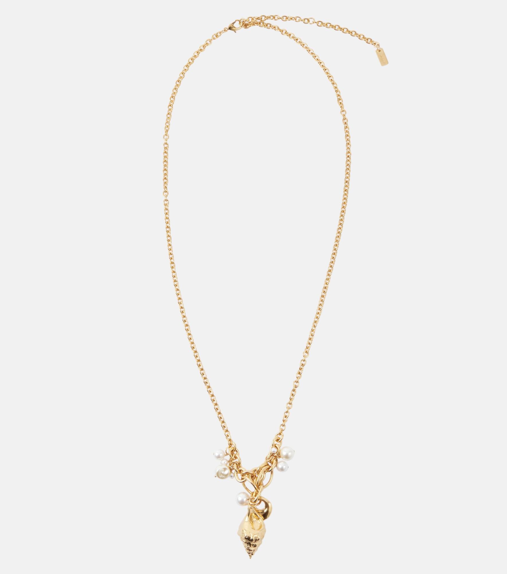 Faux pearl-embellished pendant necklace - 1