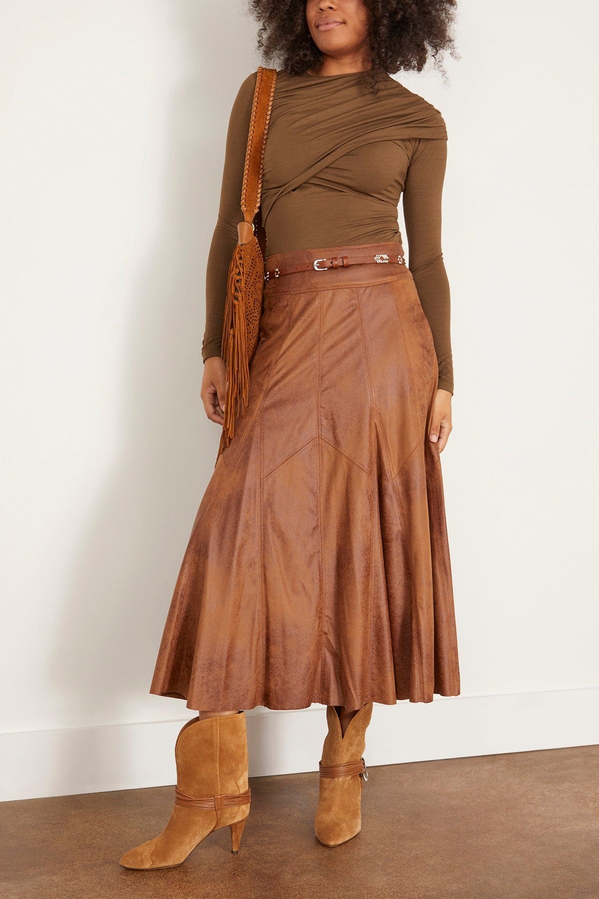 Isabel Marant Genevi Skirt in Cognac | hampdenclothing