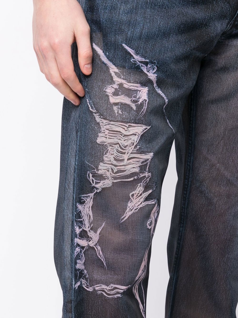 distressed-effect denim trousers - 5