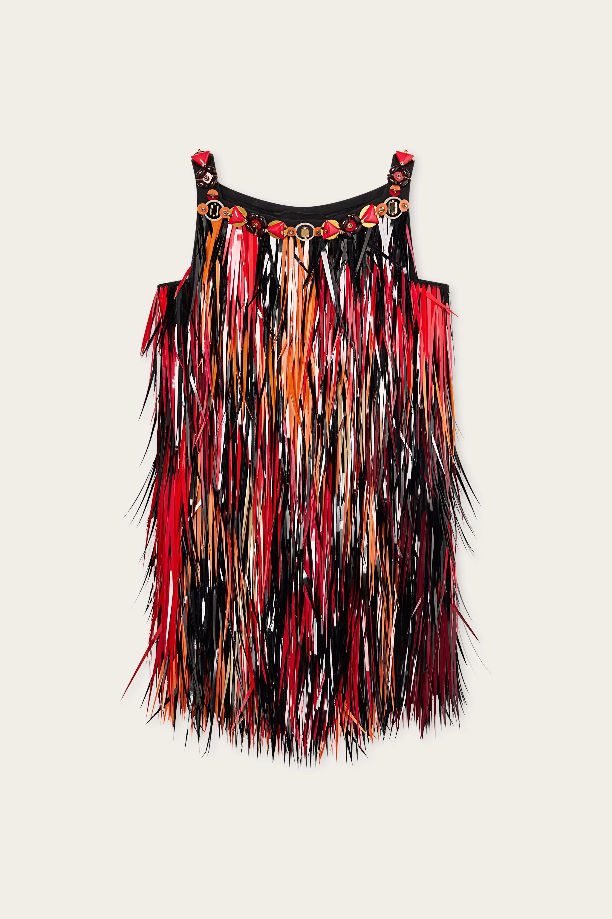 EMBROIDERED DRESS WITH JEWEL NECKLINE - 1