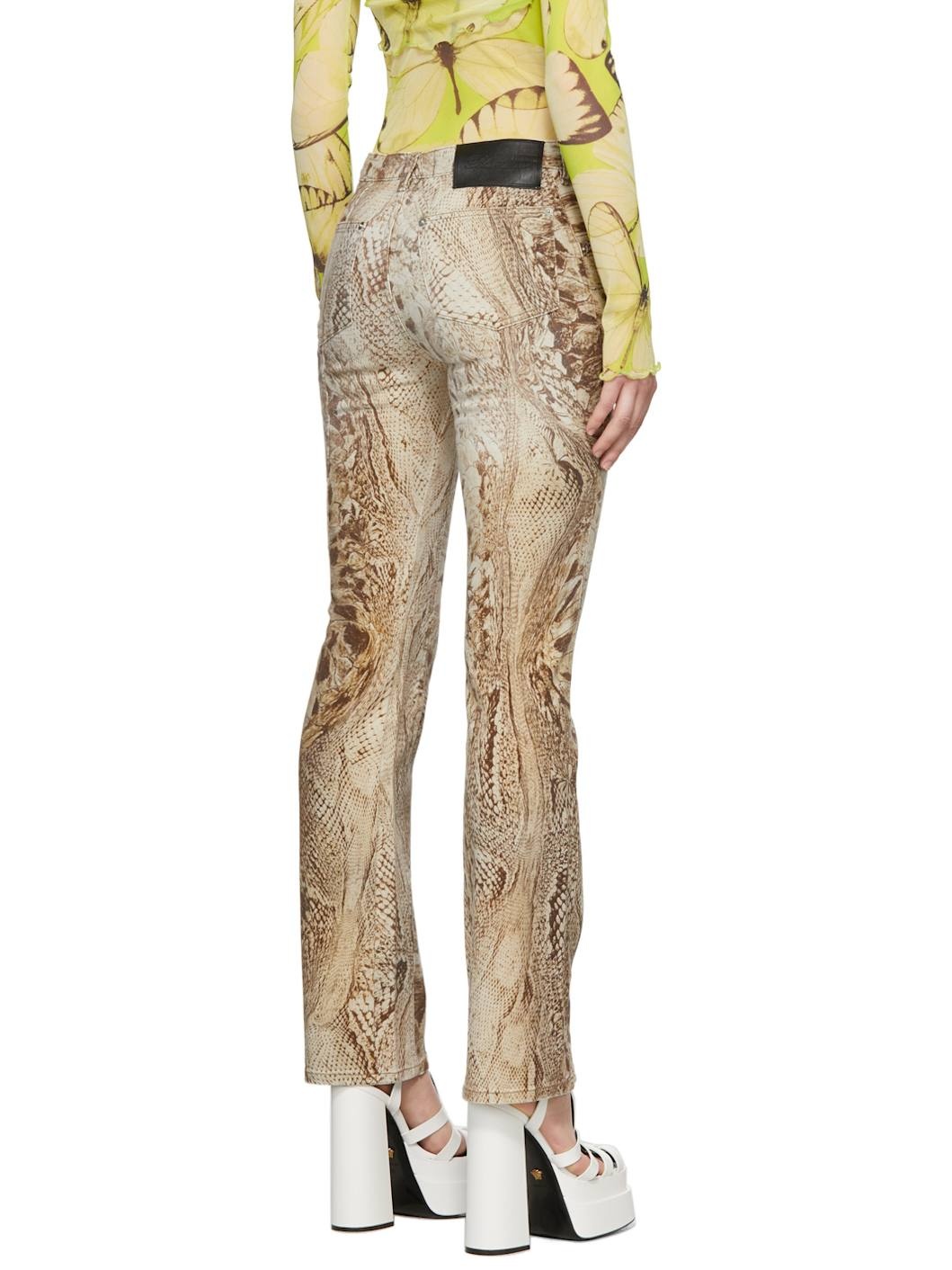 【関税込み】Blumarine ブラウン＆ベージュ Snake ジーンズ Brown & Beige Snake Jeans by Blumarine on Sale