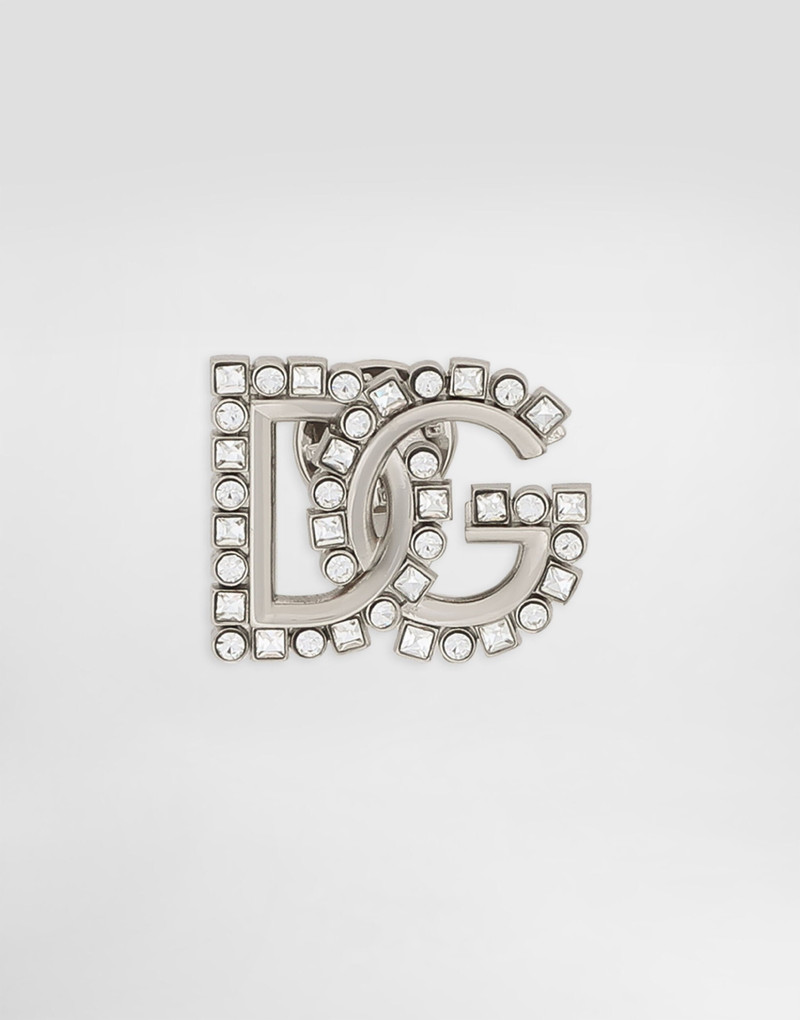 Rhinestone-detailed DG logo pin brooch 1