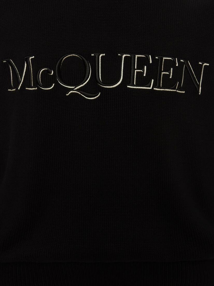 Mcqueen Embroidered Crew Neck Sweater in Black/white - 4