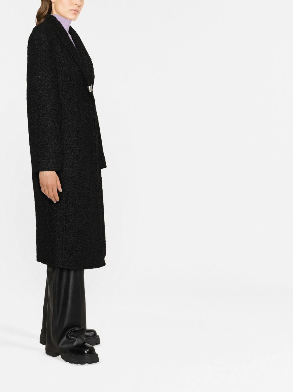 bouclé-effect hardware-detail coat - 3