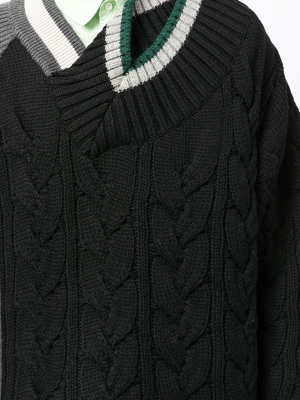 cable-knit asymmetric-collar jumper - 5