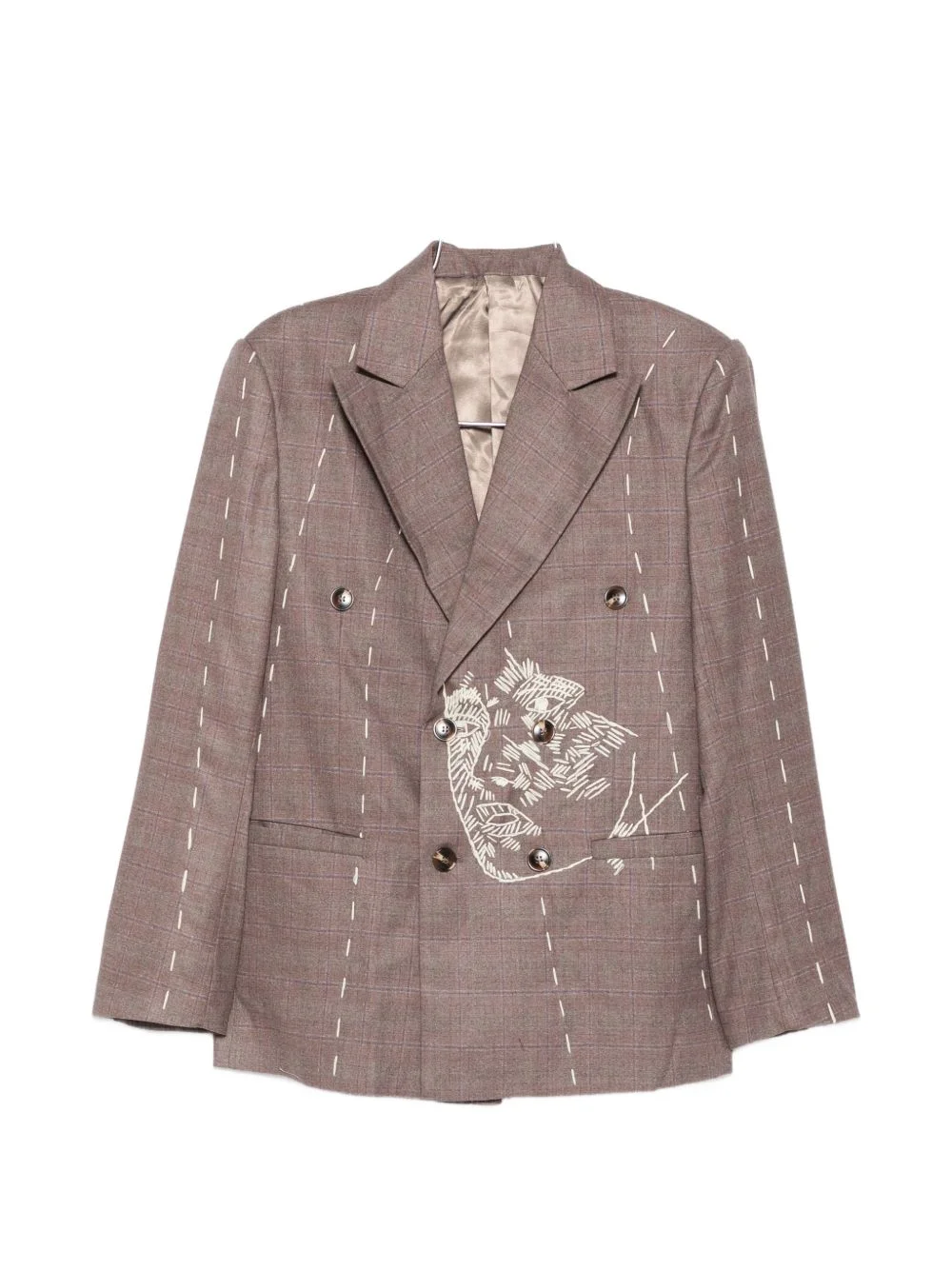 embroidered double-breasted blazer - 1