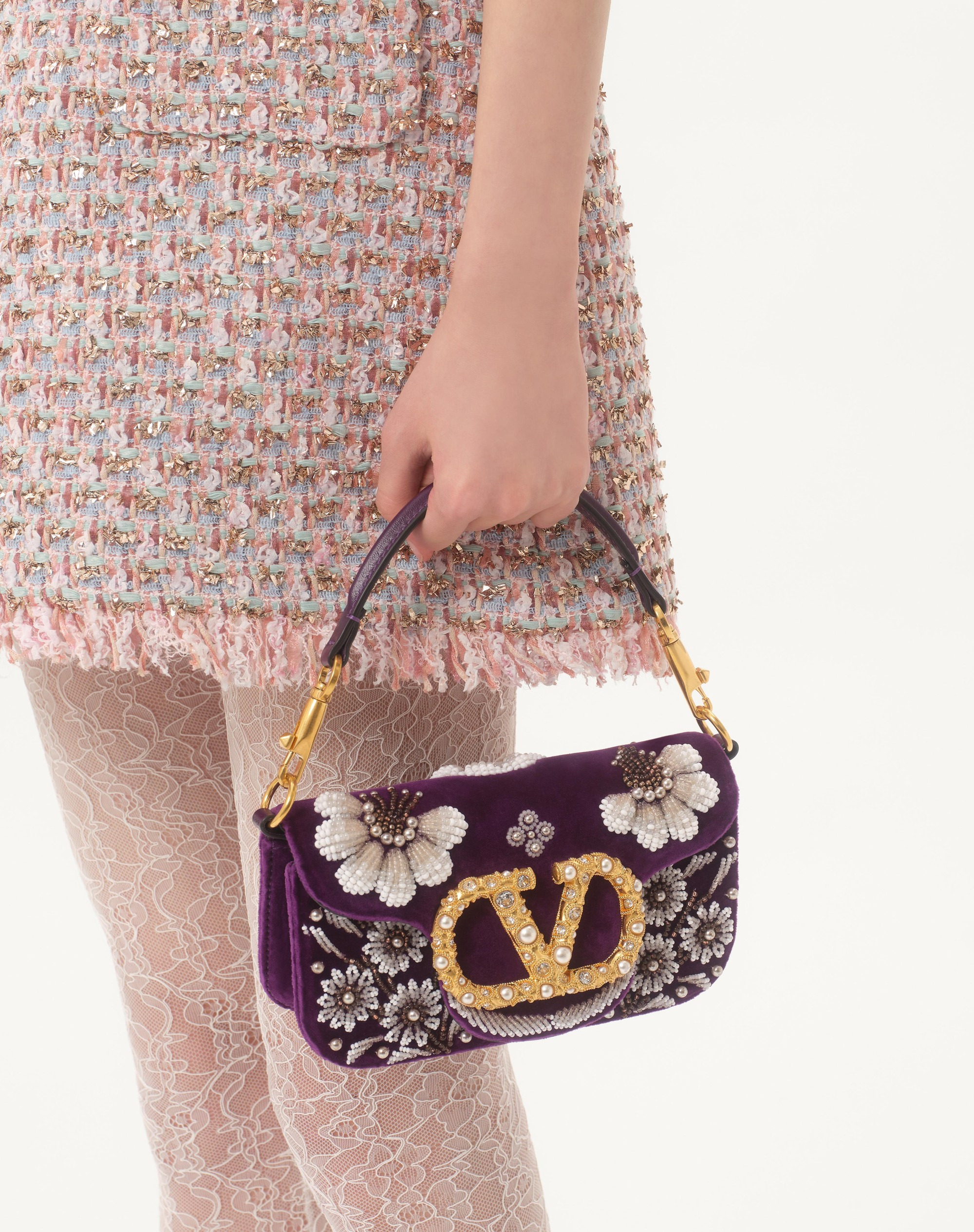 VALENTINO GARAVANI LOCÒ SMALL SHOULDER BAG EMBROIDERED WITH JEWEL LOGO - 7