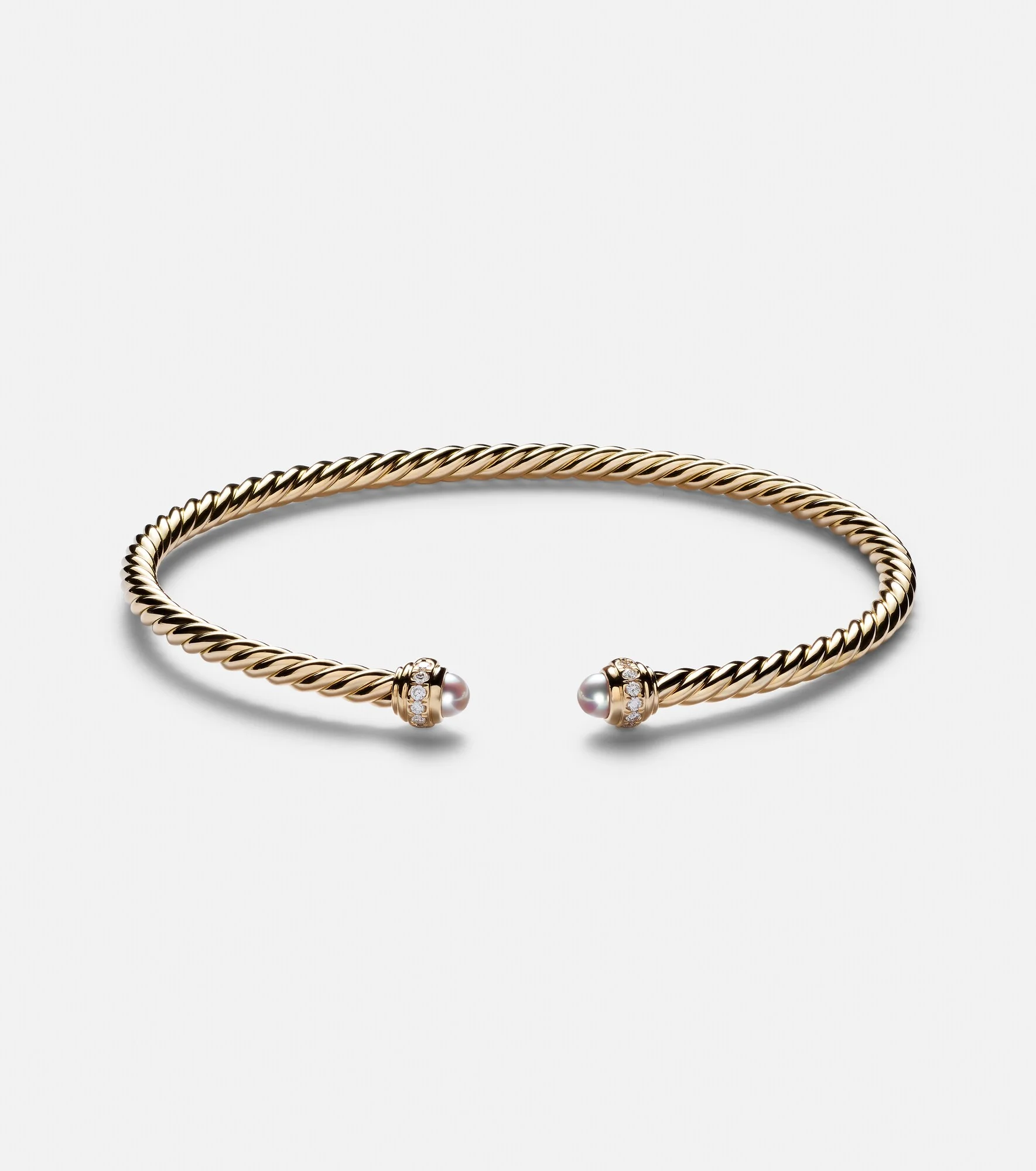 Cablespira® Flex 18kt gold cuff bracelet with freshwater pearls and diamonds - 1
