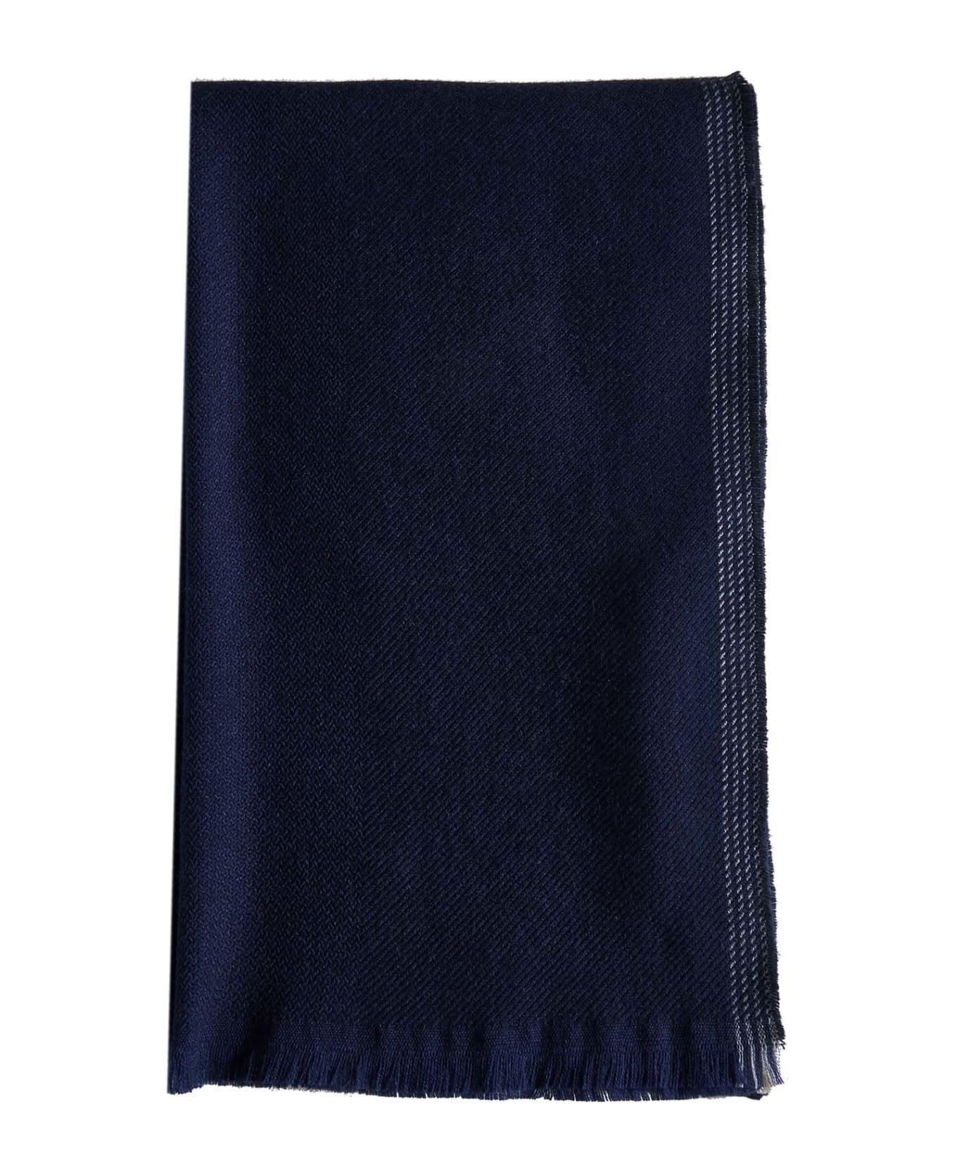 Blue And Brown Cashmere Blend Scarf - 1