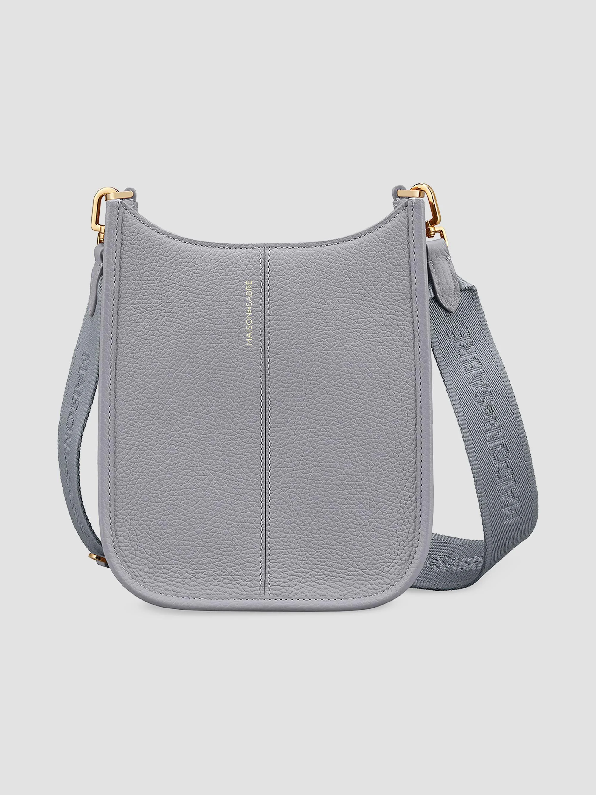 Women's Mini Leather Saddle Bag - Dove Grey - 1