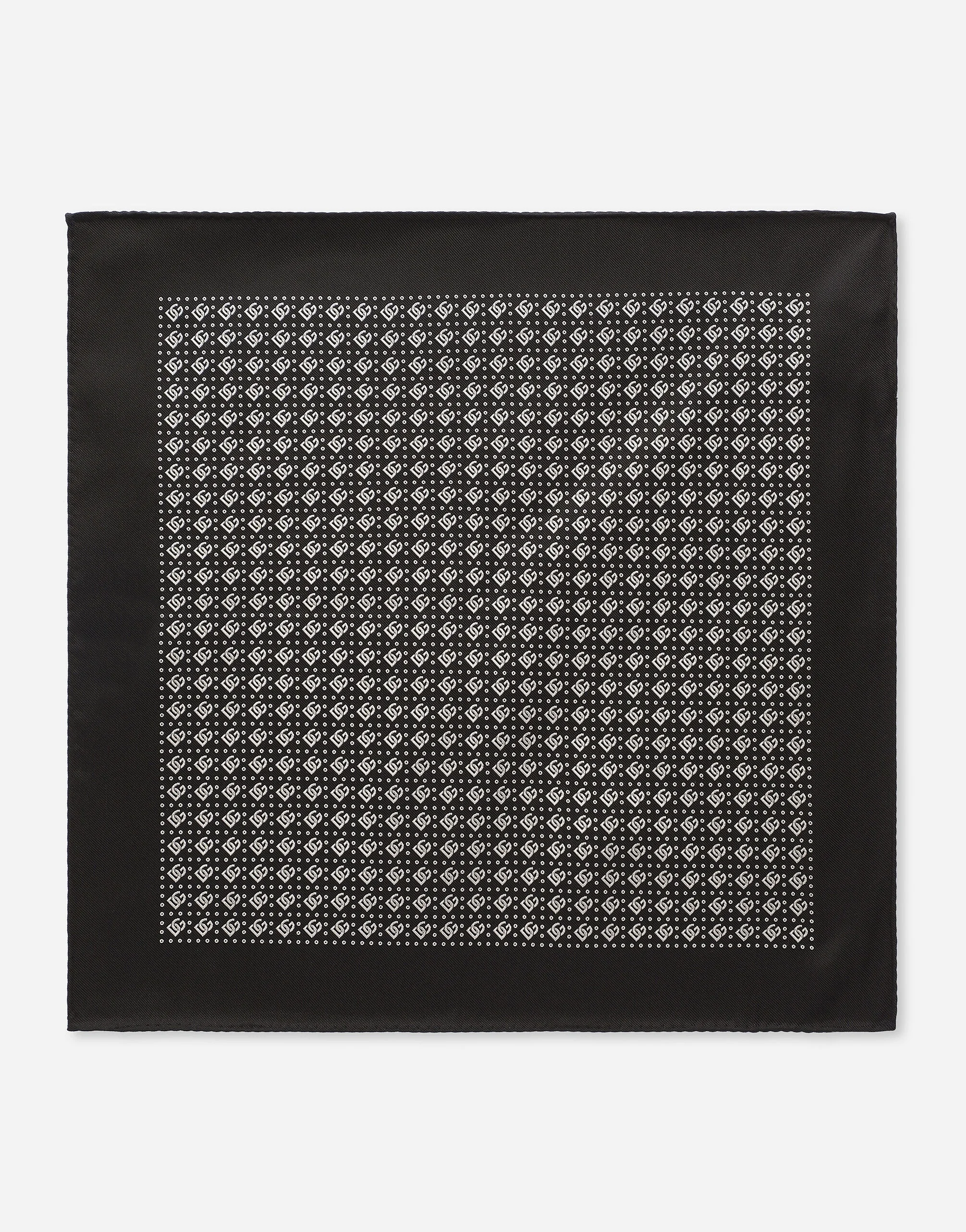 Silk jacquard pocket square with DG logo - 1