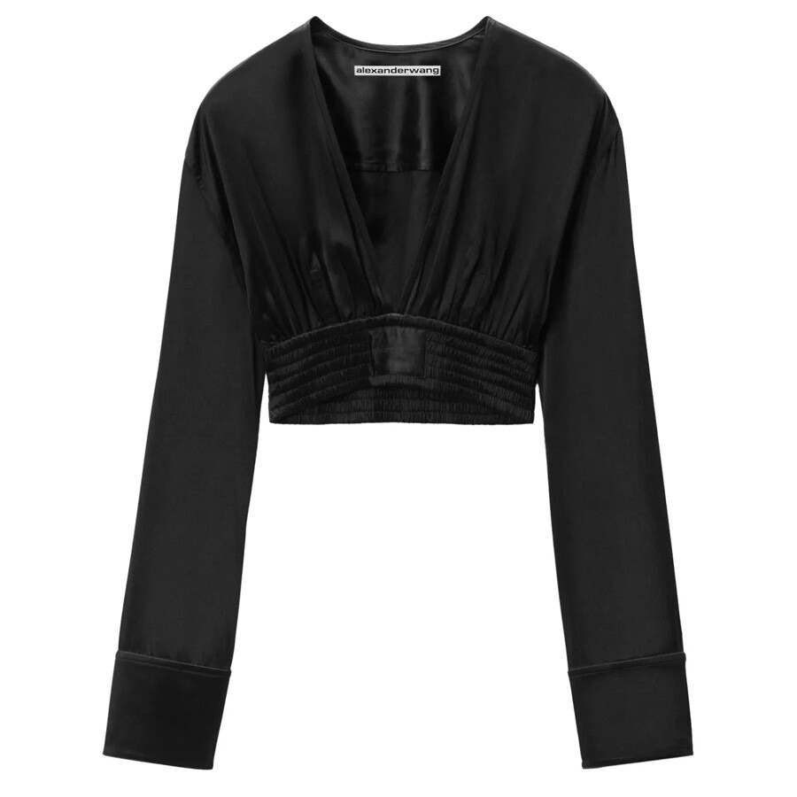 T by Alexander Wang Long-Sleeve Cropped Blouse - 2