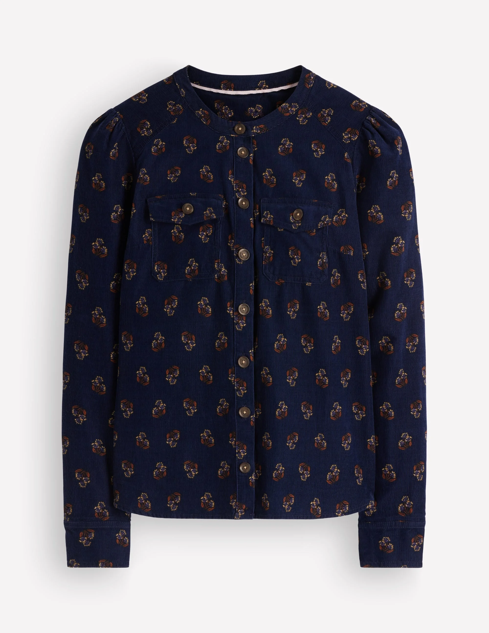 Thea Cord Shirt-French Navy, Ditsy Carnation - 1