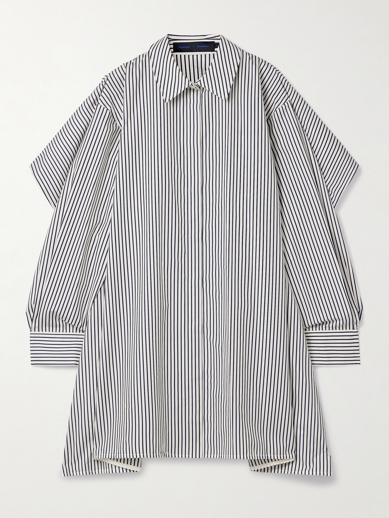 Isla Cape-effect Striped Cotton And Silk-blend Poplin Mini Shirt Dress - 1