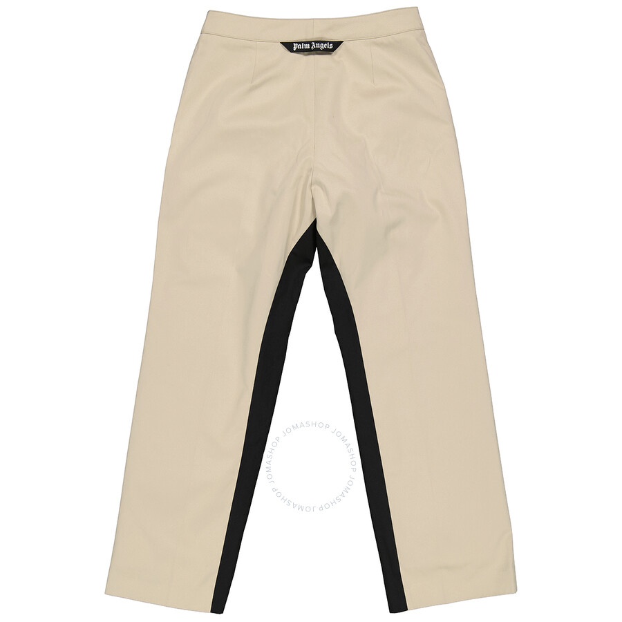 Palm Angels Ladies Beige Straight-leg Panelled Two-tone Trousers - 5