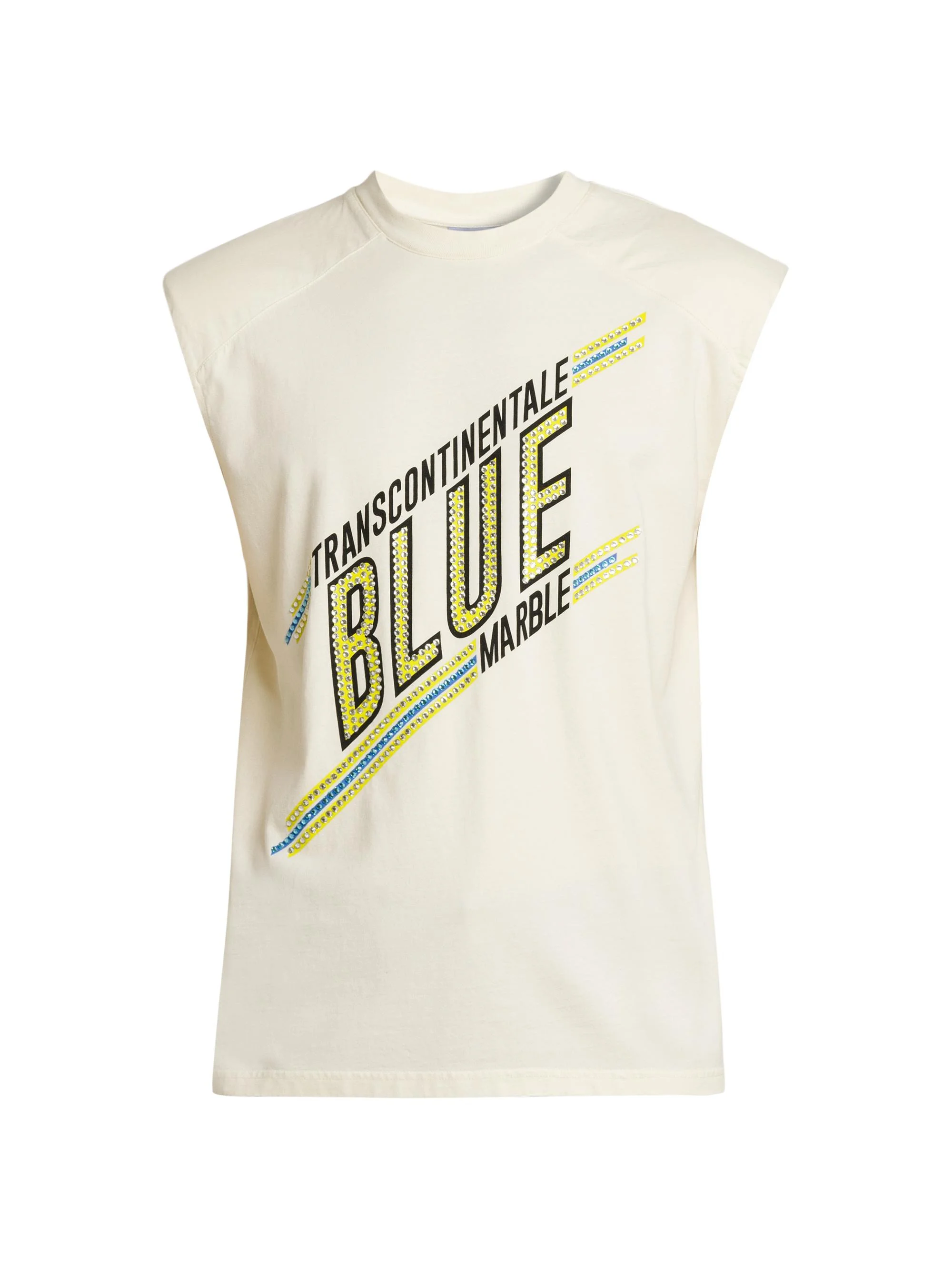 Men's Padded Shoulder Sleeveless T-Shirt - White - 1