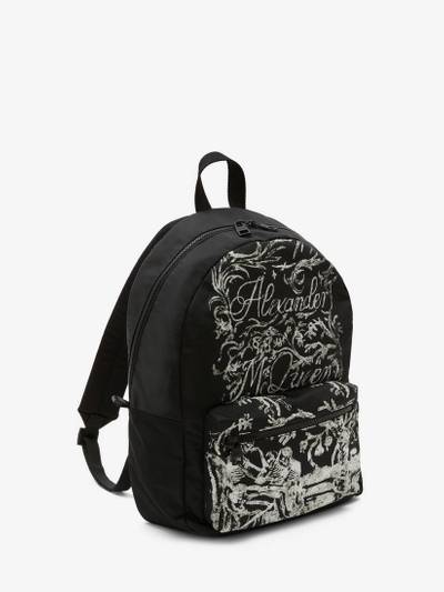 Alexander McQueen Blake Illustration Metropolitan Backpack in Black/white outlook