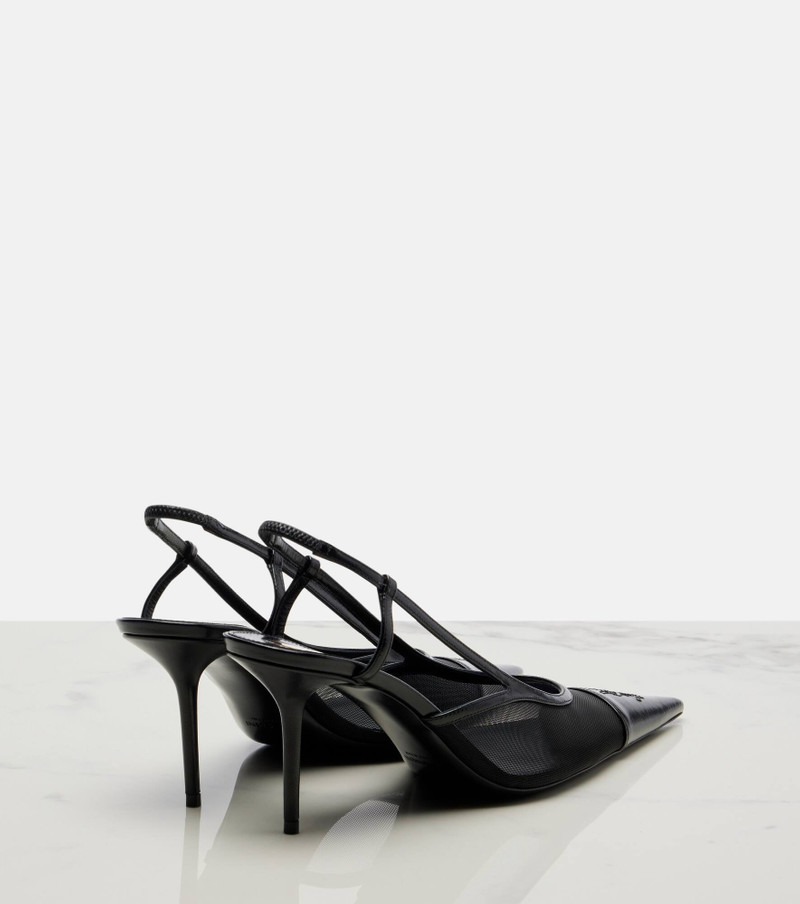 SAINT LAURENT Renée 75 mesh and leather slingback pumps outlook
