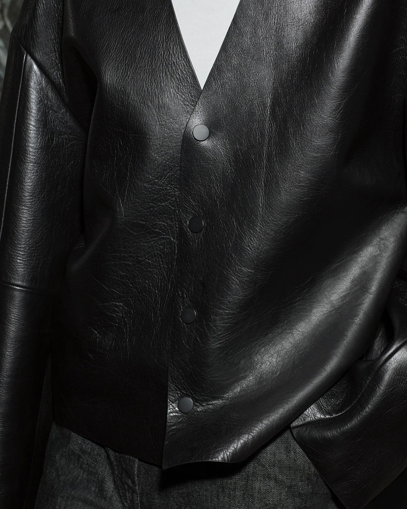 MINIMAL LEATHER JACKET BLACK LEATHER 5
