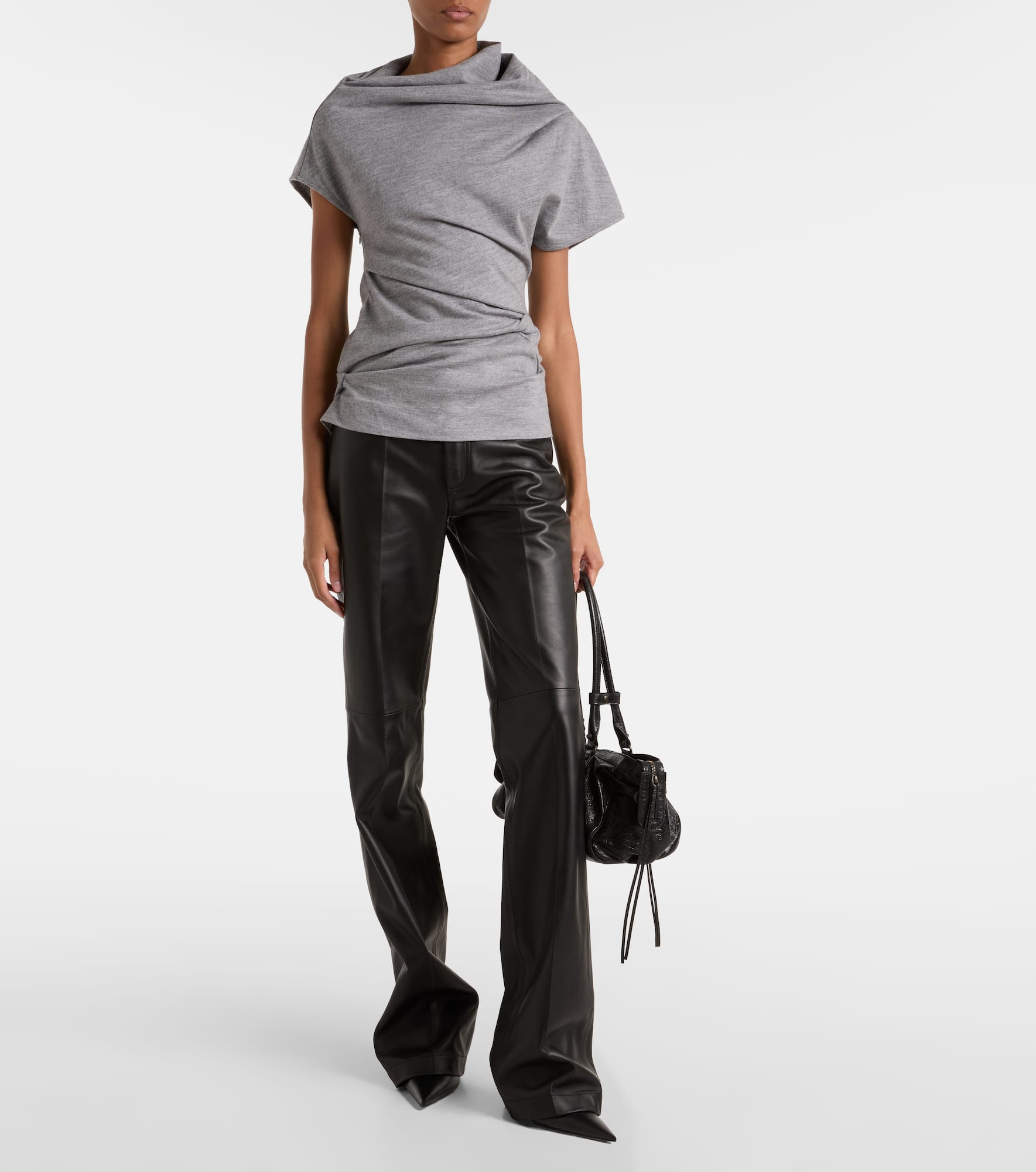 Asymmetric draped wool top - 2