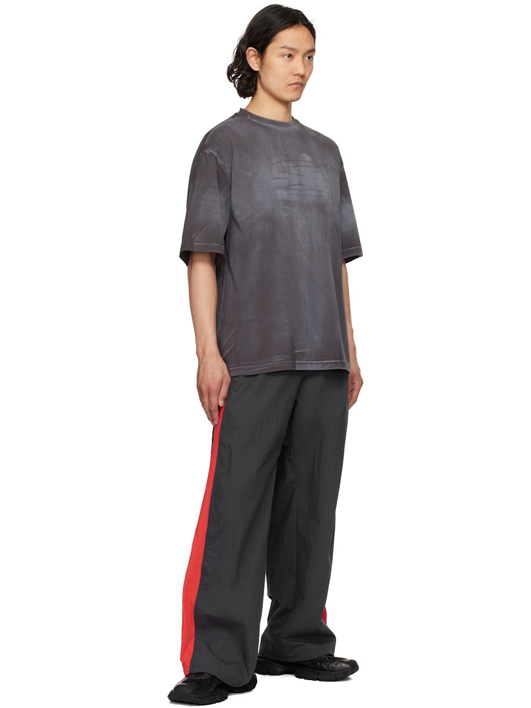 Gray & Red Selldone Colorblock Trousers - 4