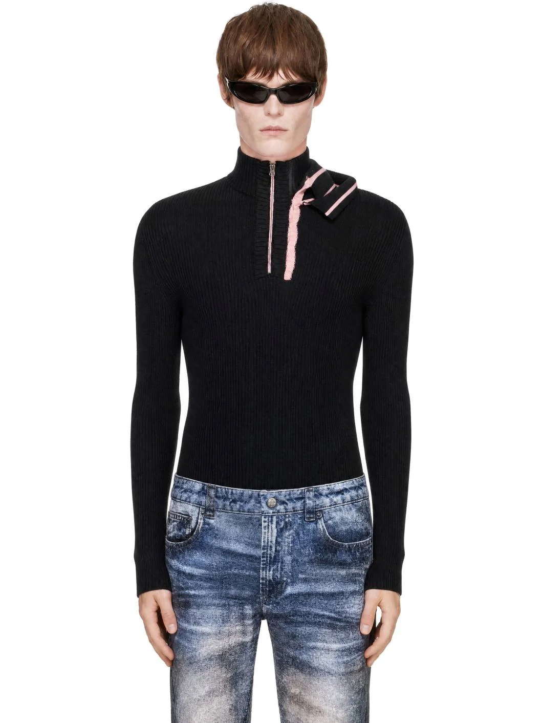 Black Double Collar Sweater - 1