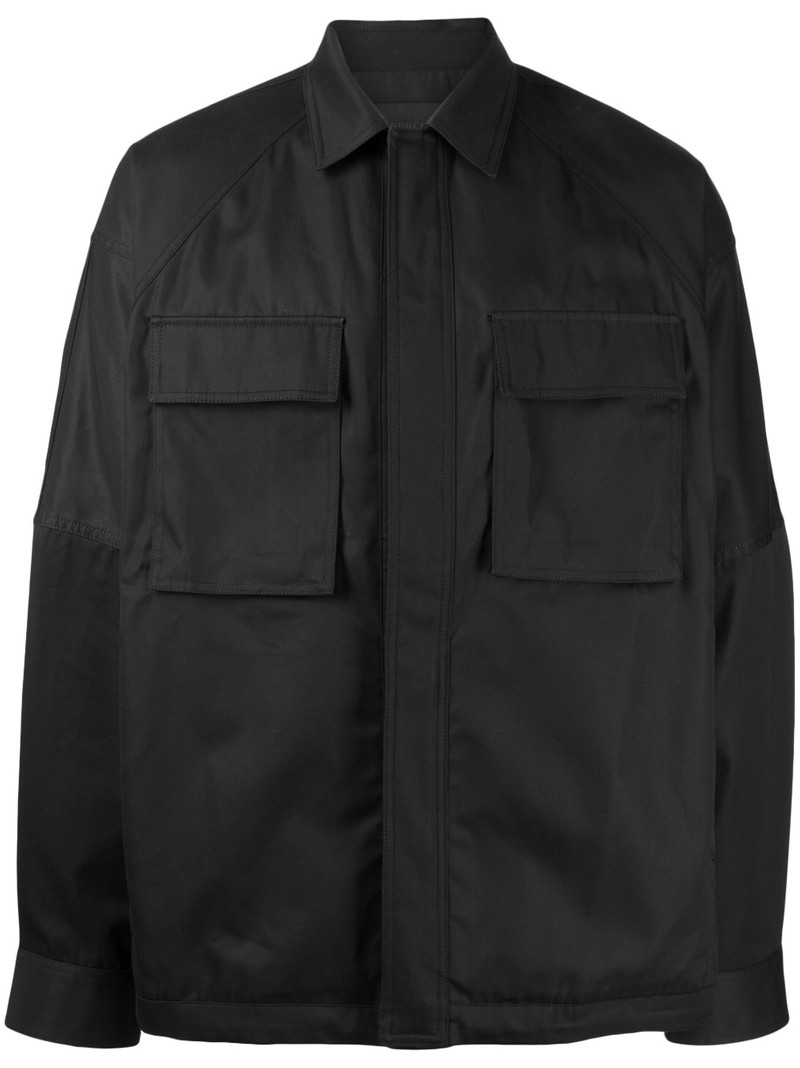 classic-collar concealed-fastening shirt jacket 1