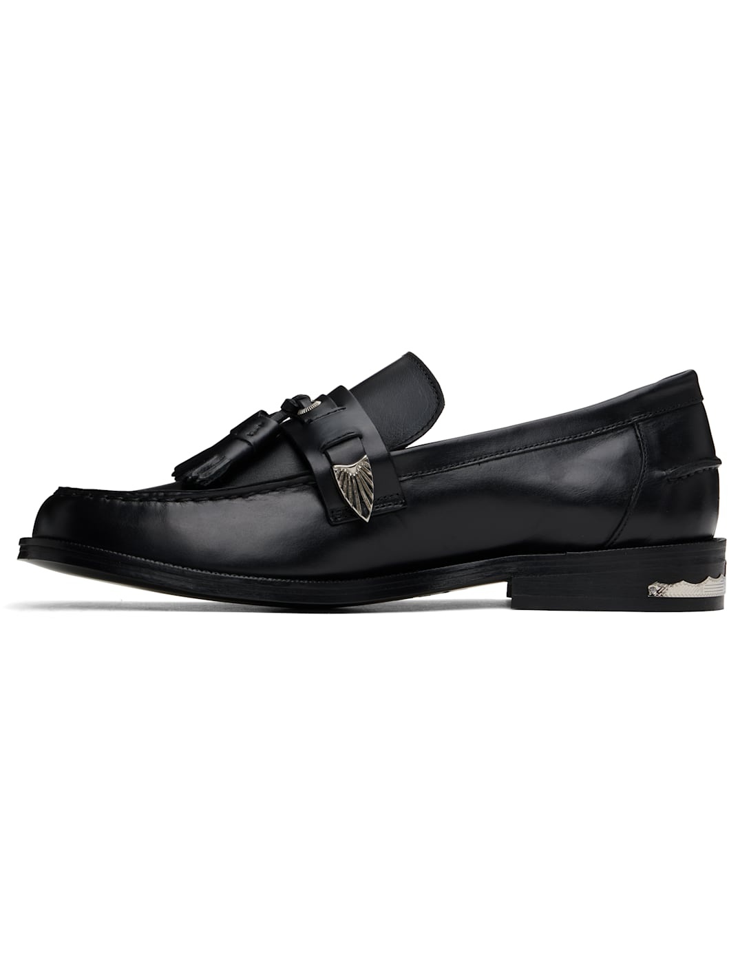 Black Hard Leather Loafers - 3