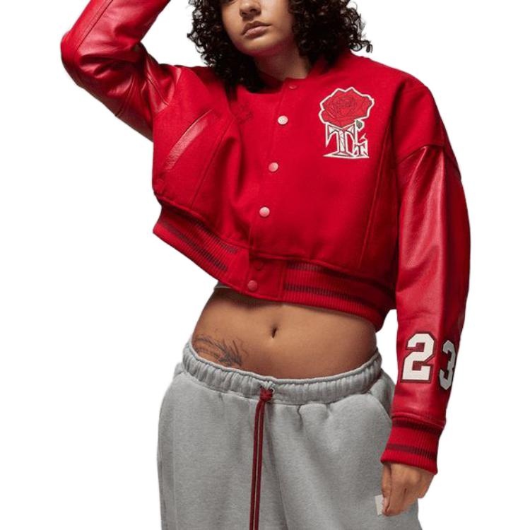 (WMNS) Air Jordan x Teyana Taylor Varsity Jacket Asia Sizing 'Gym Red' FB2643-687 - 3